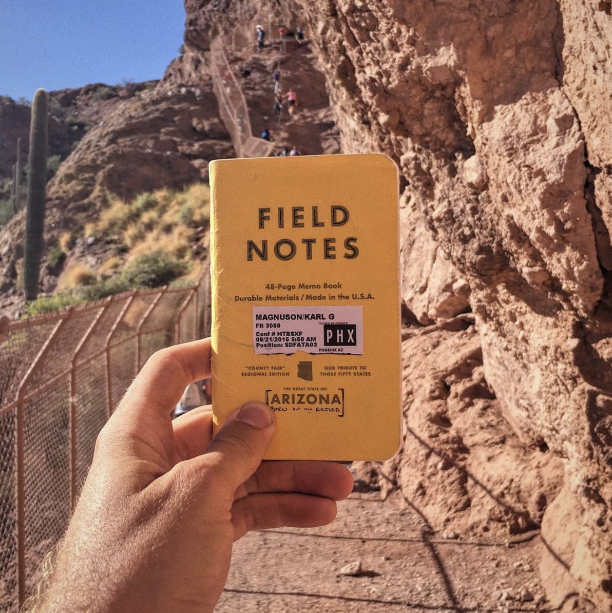 From CA to AZ (remember this was all from that one set of FN! A lot of ground to cover!) I typically take a picture of each CF  @FieldNotesBrand notebook in the state - here's AZ for an example.  https://www.instagram.com/p/BL467h9DWwz/ 