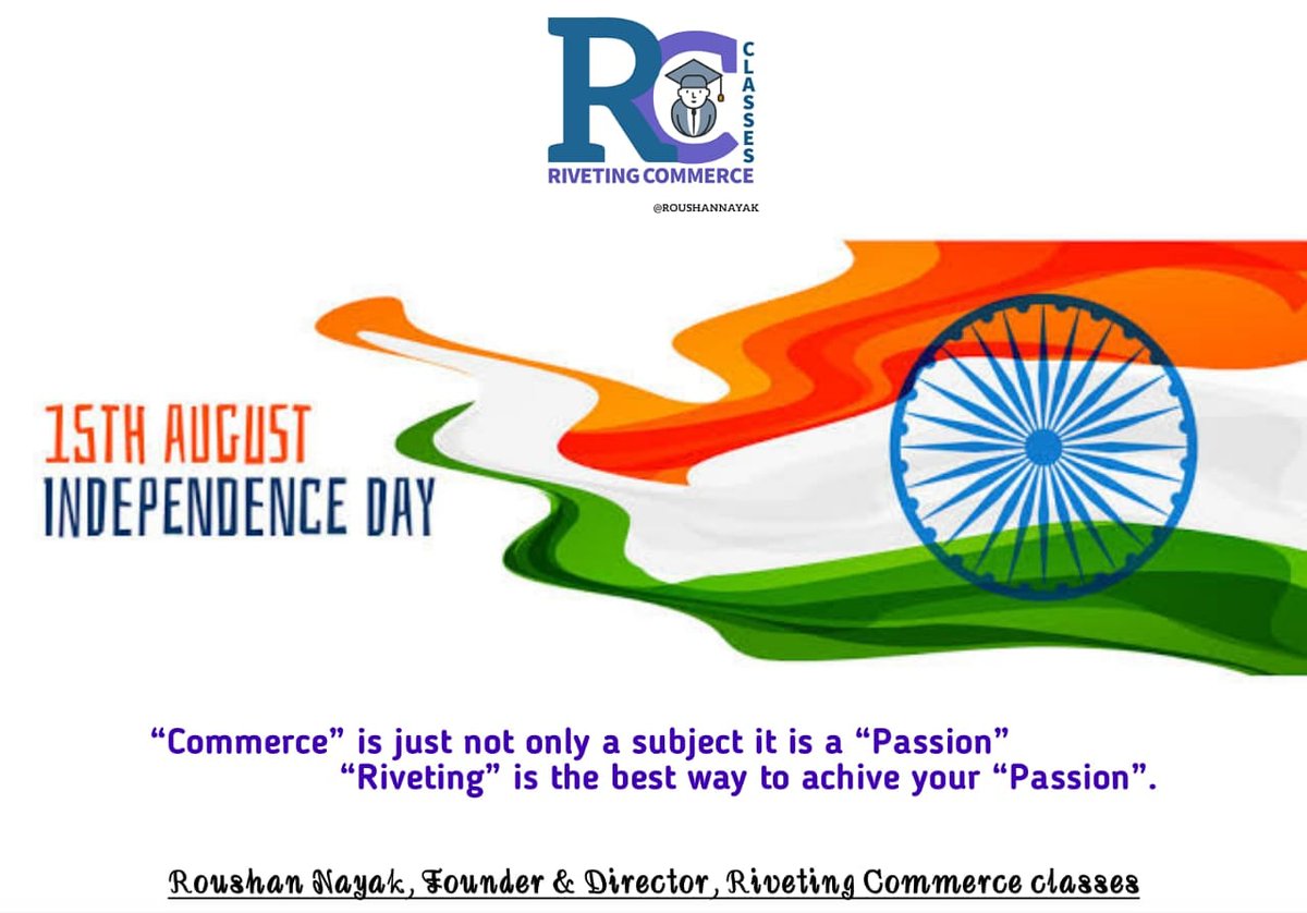 rivetingcommerc's tweet photo. #Happy_Independence_day to all my lovings students and dear friends may god fulfill all your dreams on this holy day. 

#Stayhome #Staysafe #studyfromhome #class12 #cbse #Biharboard #rivetingcommerceclasses
Youtube :- https://t.co/9KNAQuqPyF
Facebook :- https://t.co/zknbbG6wh8 https://t.co/cQ0uplYLya