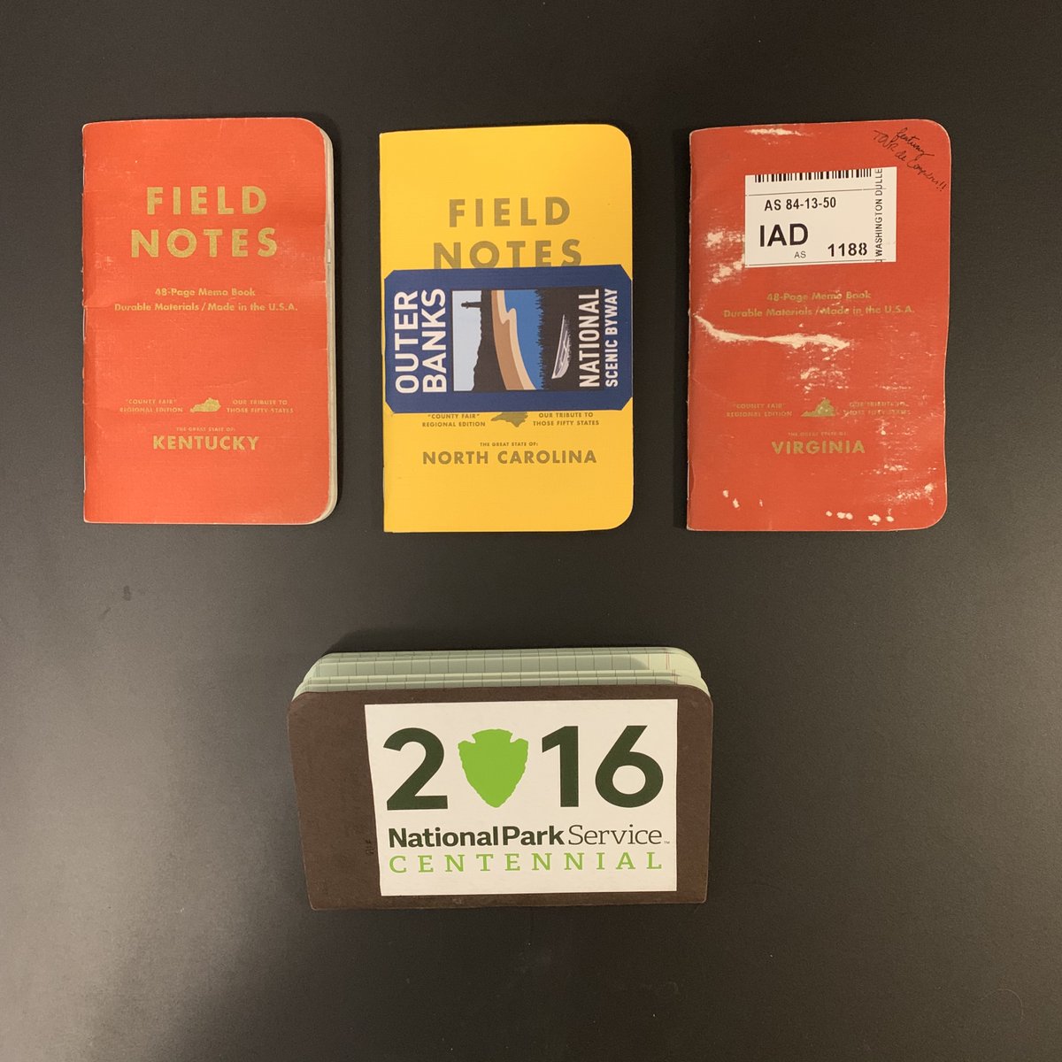 Last leg(s) - (childhood) home to KY, a visit to  @MammothCaveNP, back through TN and NC and  @SmokiesRoadsNPS, and then a quick drive up skyline drive in  @ShenandoahNPS to get back to DC. The last book is my expense log. It was very full.