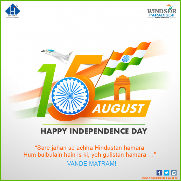 WindsorParadise's tweet photo. Today is a day to feel proud about being a part of this great nation. May this spirit of freedom leads us all to success and glory in life. - "Happy Independence Day"!
#IndependenceDay2020 #NationalFlag #Flagceremony #celebration #Patriotism #rajnagarext #apartments #residential https://t.co/nZCkoaAiFr