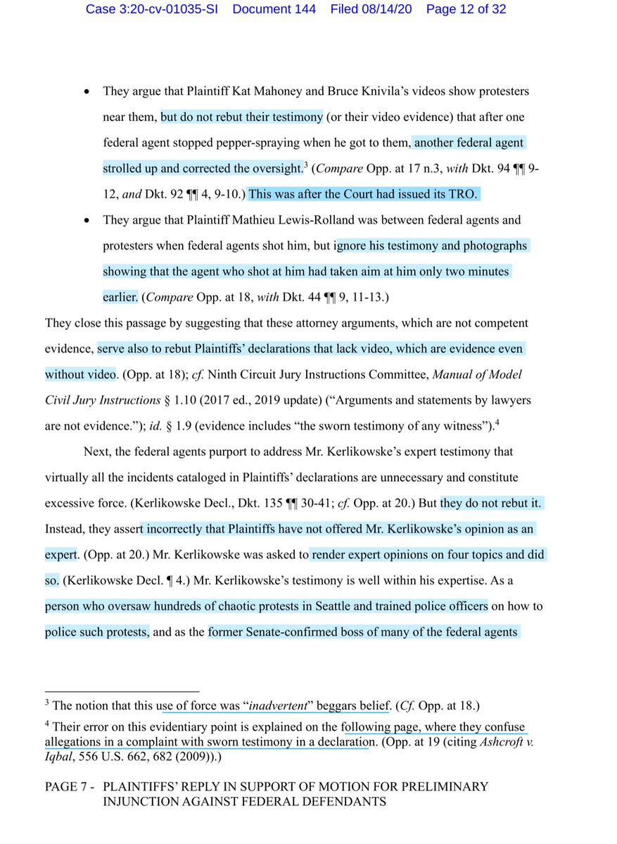 If you know WHO Mr Kerlikowske is then you’d understand the perniciousness of the Defendants.-plaintiffs offered 30+ declarations-supporting videos/photos-Govt didn’t contest any of the facts in any declaration. As previously noted the Govt reply sloppy https://ecf.ord.uscourts.gov/doc1/15107645167?caseid=153126