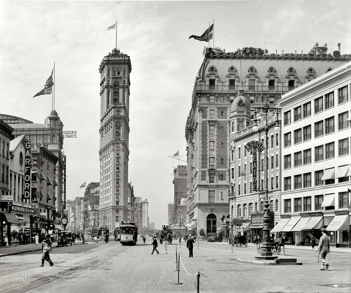 45/65Times Building was known by many names. Times Tower, 1475 Broadway, and NYT Building. By April, 1906, Adolph Ochs convinced the authorities to rename the area after his business and Longacre Square became Times Square. The building was now One Times Square.