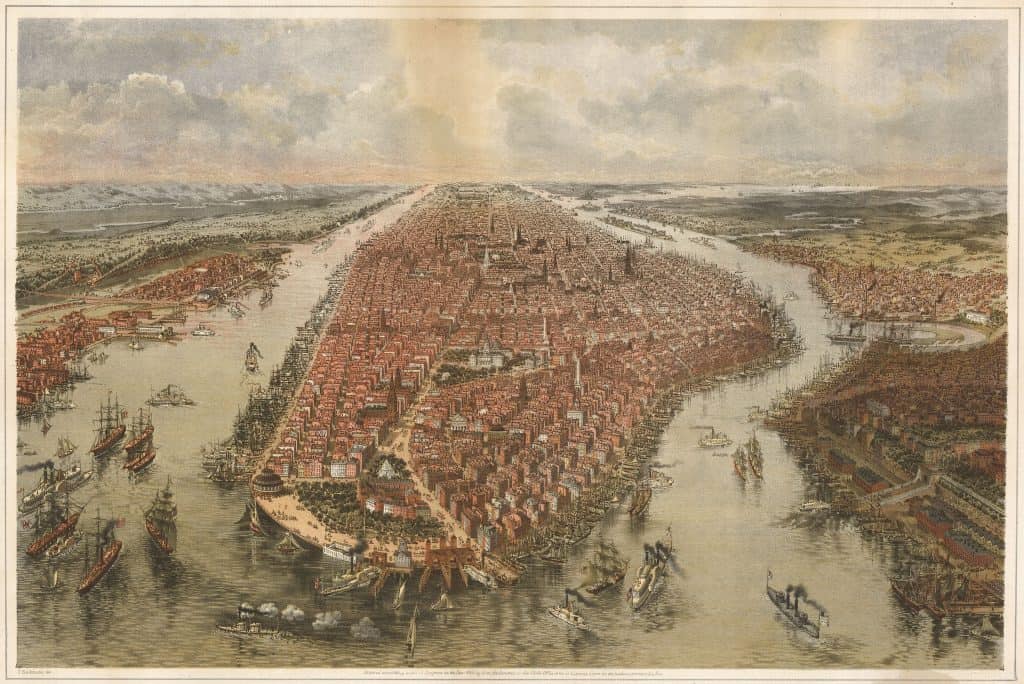29/65Those days, the island looked slightly different from what it does today. At least landscape-wise at any rate. Where 10th Ave. and 40th St. meet today, 3 streams did then. Once merged, the new stream snaked through the Reed Valley before emptying into the Hudson.