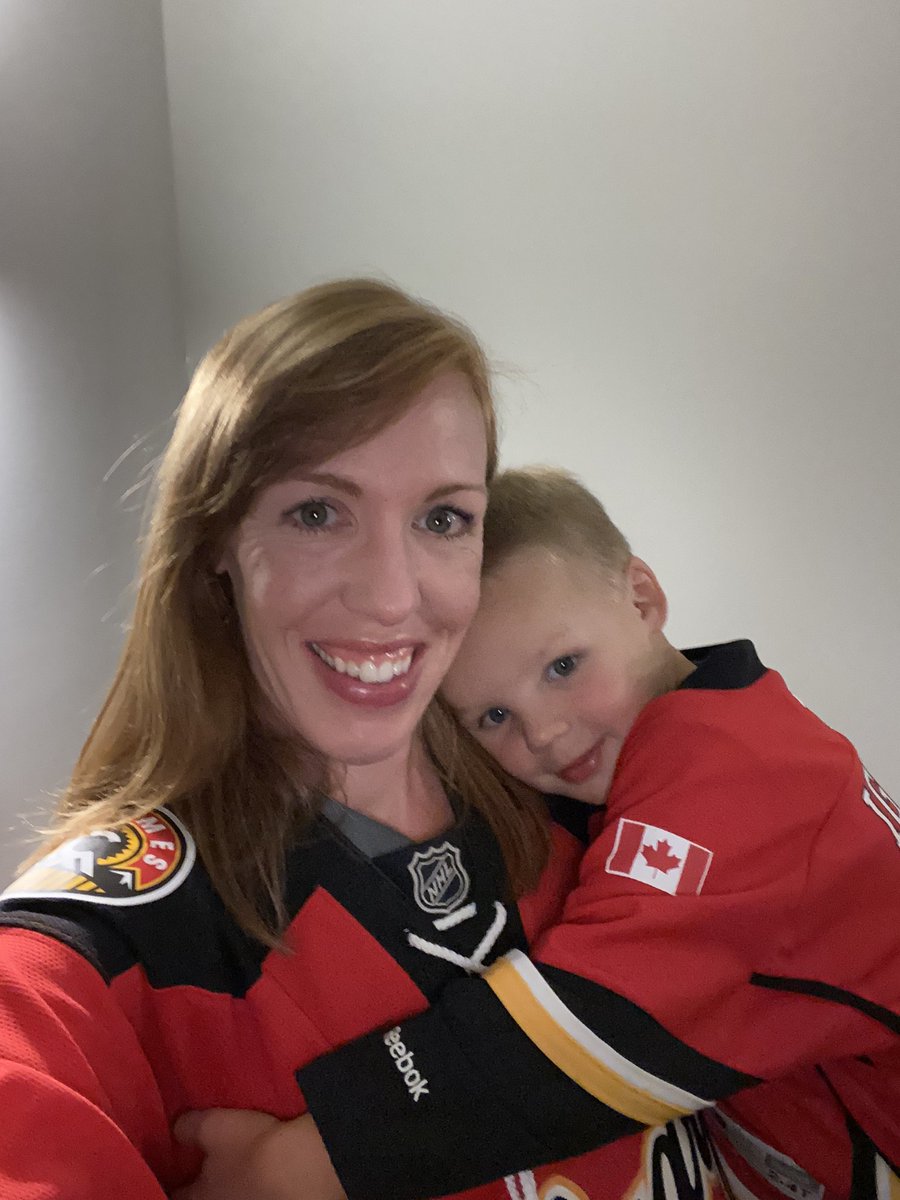 catherine724's tweet photo. @NHLFlames Watching from home in Calgary. It’s way past bedtime for this guy but #priorities. Go @NHLFlames Go! https://t.co/NKIbowyAaq