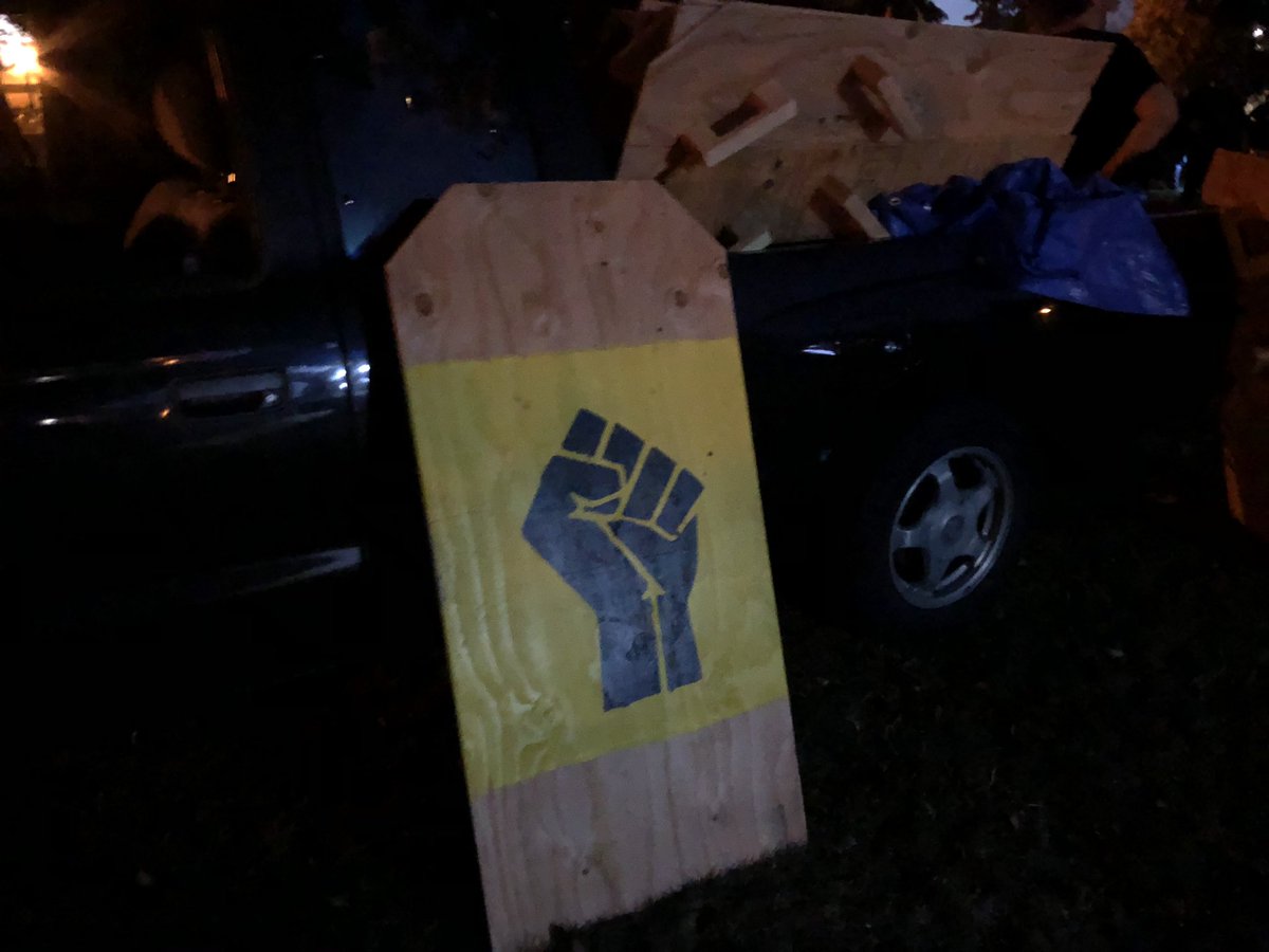 At Peninsula Park Friday Aug 14th, where are march is going to happen soon. The shields are back.  #blacklivesmatter        #protest  #pdx  #Portland  #Oregon  #BLM  #acab  #PortlandProtests  #PDXprotests  #PortlandStrong