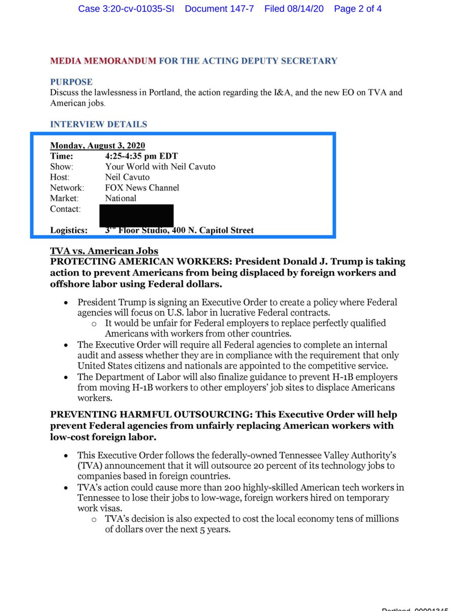 Yes because reading  @DHS_Wolf media memorandum (Exhibit 7) is - exactly what most of us would expect. But I kind of wonder did  @FoxNews come up with this propaganda or did it originate from the White House vís-a-vís Stephen Miller https://ecf.ord.uscourts.gov/doc1/15117645203