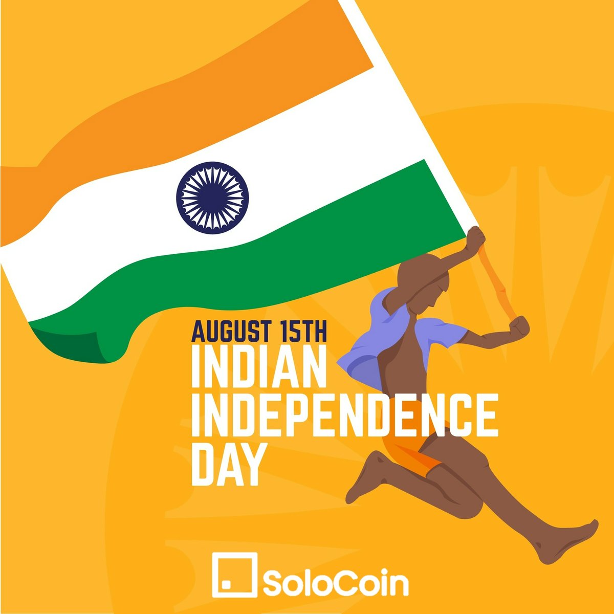 SoloCoinApp's tweet photo. SoloCoin team wishes you a very Happy Independence Day. 
स्वतंत्रता दिवस मुबारक ! जय हिन्द !
Let's make India a stronger and better country together.
#IndependenceDayIndia #SoloCoin https://t.co/Pb0ZkRnNYF