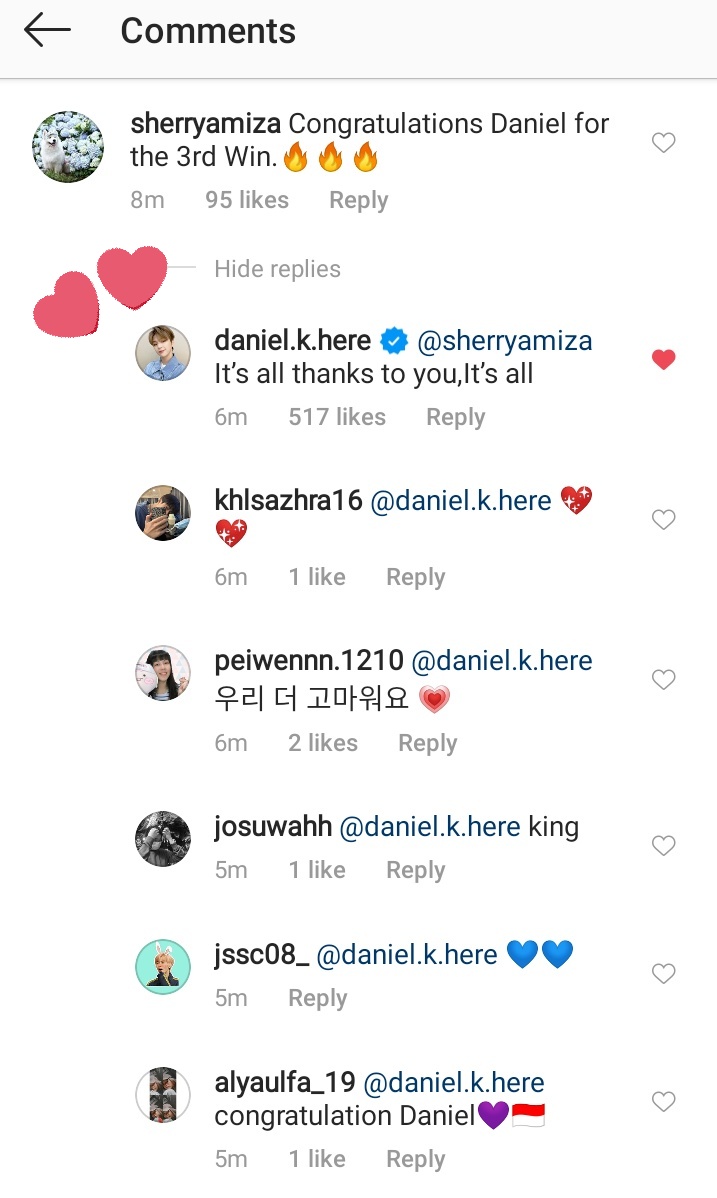 AmizaSherry's tweet photo. 200815 I can't believe this thing happened to me. Kang Daniel replied me in his Instagram. I'm over the moon. So happy. 😭😭😍😍 Tq Daniel.
@konnect_danielk
#KangDaniel
#강다니엘
#WhoUAre_3rdWin
#SherryIsSoLucky 😂😂 https://t.co/hgRf0SgxYN