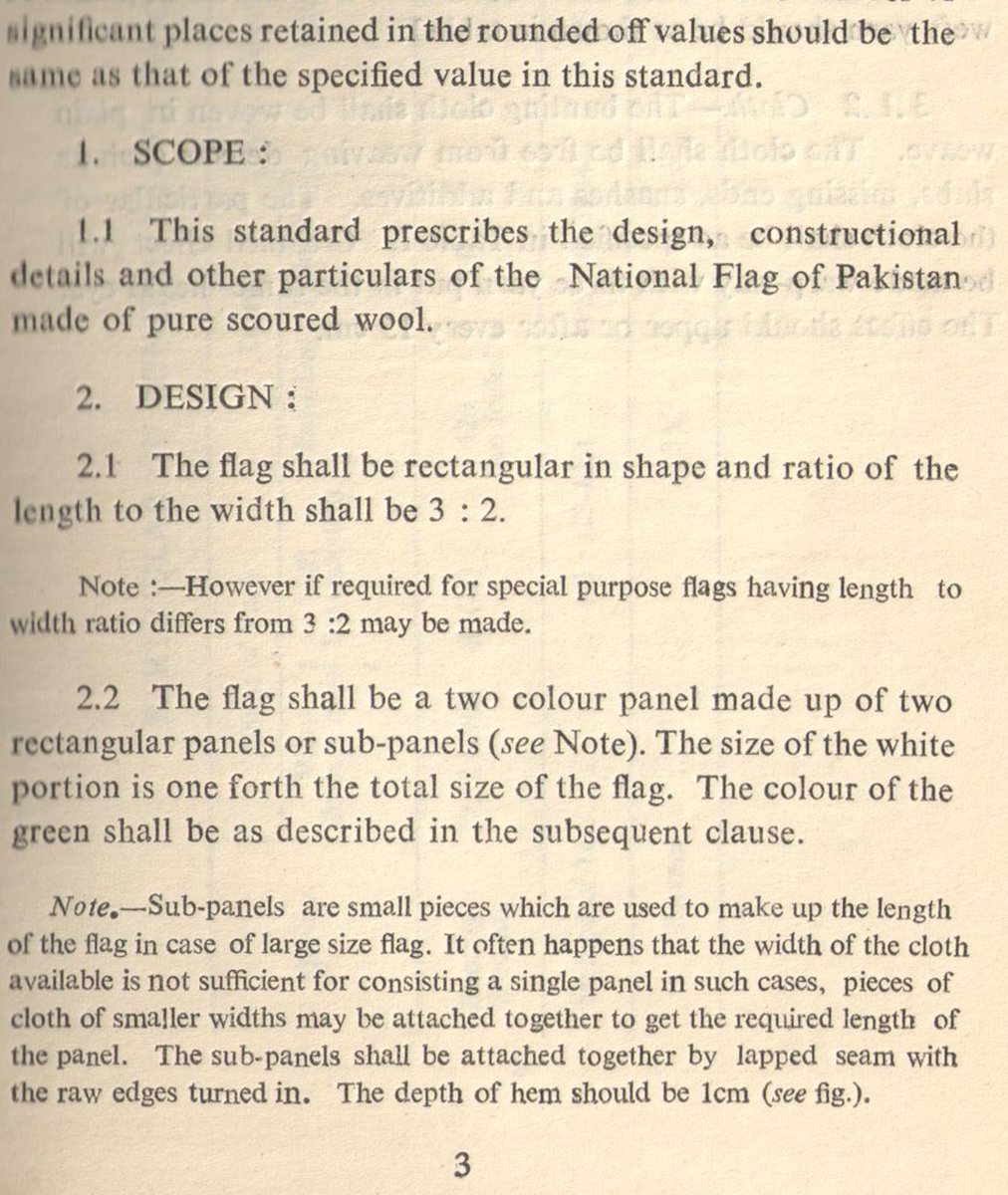 The official document published by the PSQCA in 1985, took responsibility of creating the flag & other government specific emblems. The document records fine details on the visual blueprint, material, dimensions, as well as testing method to ensure quality before distribution.