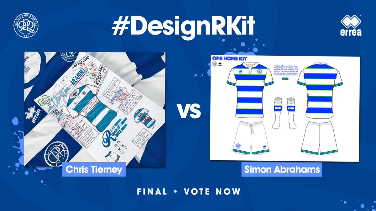 QPR's tweet photo. Chris Tierney 🆚 Simon Abrahams

Your #DesignRKit final 😎 https://t.co/22FTv2l4af