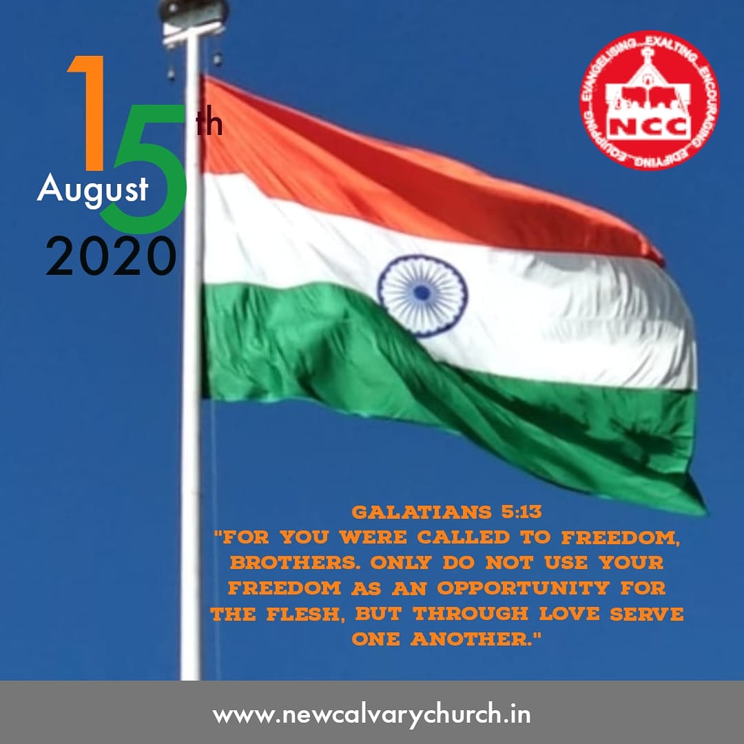ncc_chennai's tweet photo. Wish You All A Very Very Happy Independence Day 2020!
#NewCalvaryChurch #NewCalvaryChurchChennai #NCCChennai #ChennaiChurch #Chennai #ChurchesOfChennai #IndependanceDay #15August #Year2020 #GodsWord #BibleVerse #Galatians #Freedom #LoveOneAnother https://t.co/Y7glMtoexf
