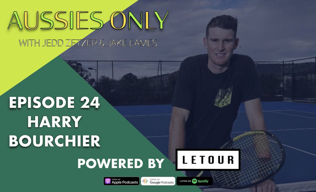 TheFirstServeAU's tweet photo. PODCAST | Aussies Only Episode 23 thanks to @letourtennis!
 
@JeddZetzer &amp; Jake Eames this week catch up with @HarryBourchier!

LISTEN 🎧
https://t.co/vmMmtTRMAh or subscribe to The First Serve to listen to every edition of Aussies Only through your preferred podcast platform. https://t.co/uYCWxw3xId