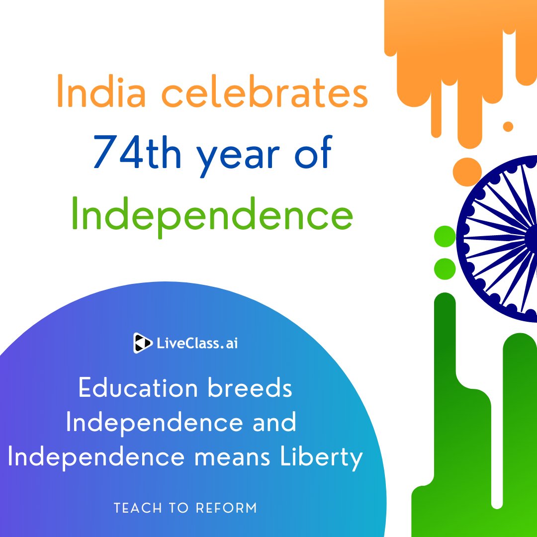 LiveClassHQ's tweet photo. @LiveClassHQ LiveClass jubilates with India 🇮🇳

.
.
.
.
#independenceday2020 #india2020 
#elearning #coaching #digitalindia #OnlineClasses https://t.co/vuDhqNP6ry