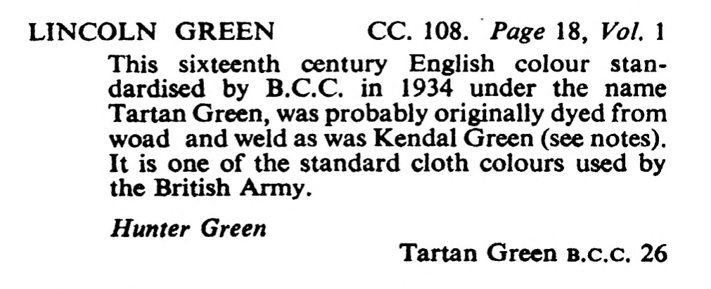 The dark green shade used in the flag comes from this very book. The official color being: 𝗧𝗮𝗿𝘁𝗮𝗻 𝗚𝗿𝗲𝗲𝗻 or 𝗟𝗶𝗻𝗰𝗼𝗹𝗻 𝗚𝗿𝗲𝗲𝗻, are both defined in the dictionary of colors.