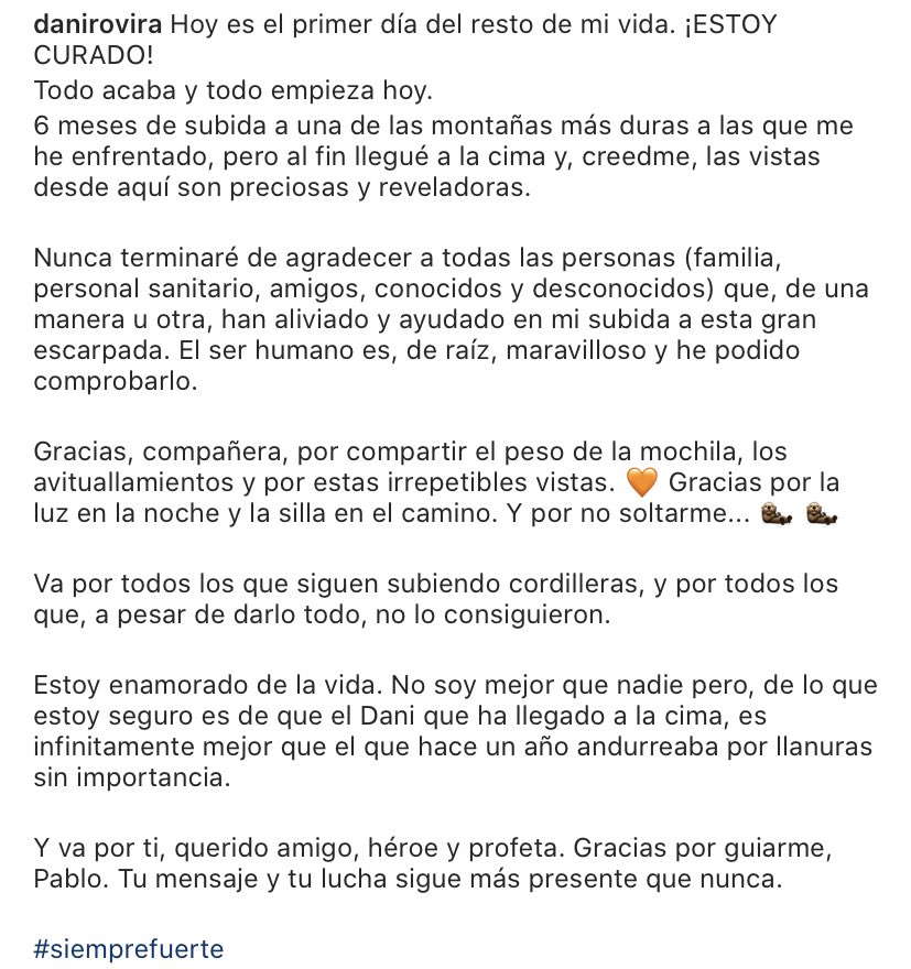 guijarrazox's tweet photo. Dani Rovira ha superado el cáncer 🥺 https://t.co/jhRxZyJSiX