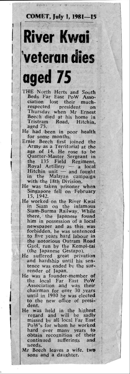 Ernest Beech died at Home in 1981 aged 76. He never celebrated VJ day; his day came some time later. But today that day stands as a chance for us all to stop and reflect on the incredible endurance and determination showed by so many, for so long. Please spare a moment today.