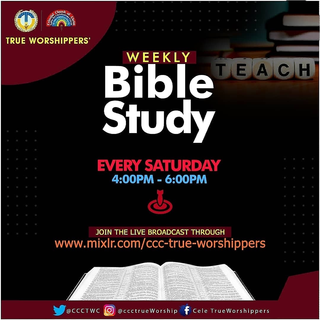 CCCTWC's tweet photo. True Worshippers Online (TWC) Bible Study) 

Topic: CONTINUAL TRANSFORMATION(2nd Cor. 3:18)

Time: 4pm

Teacher: Brother Shedrack Oboh

Today, Saturday, 15th August, 2020

Connect through: https://t.co/ltkYSytYnx. https://t.co/Gw5PFjpmCt