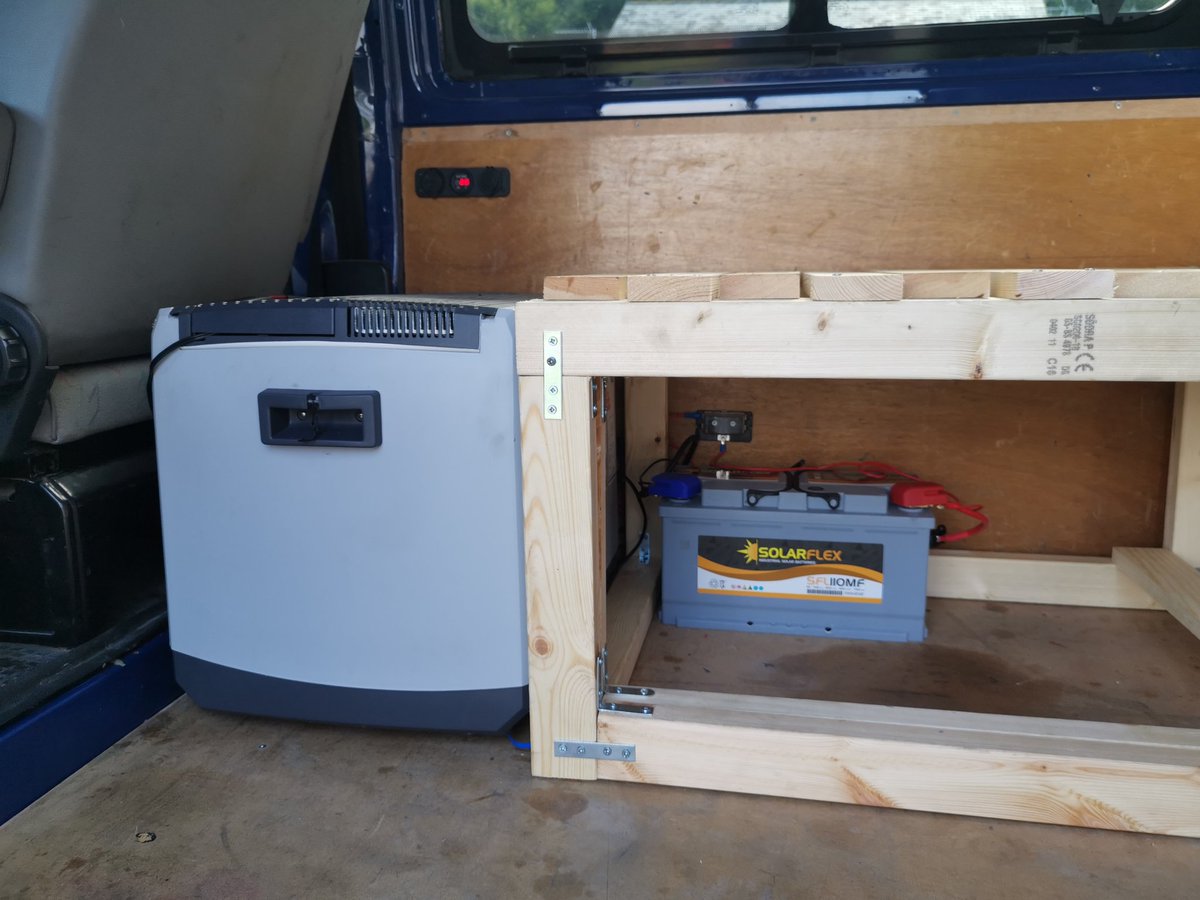 EvsNo8's tweet photo. Progress report on the #t4project, bed frame now complete and split charge system installed #vwt4 #workinprogress #vanlife #transporter https://t.co/emTCmOsSpa