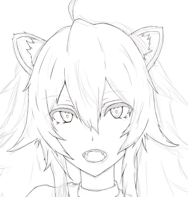 なんとか納得いく顔描けた( ˘ω˘ )
口は後で描きなおす気がする 