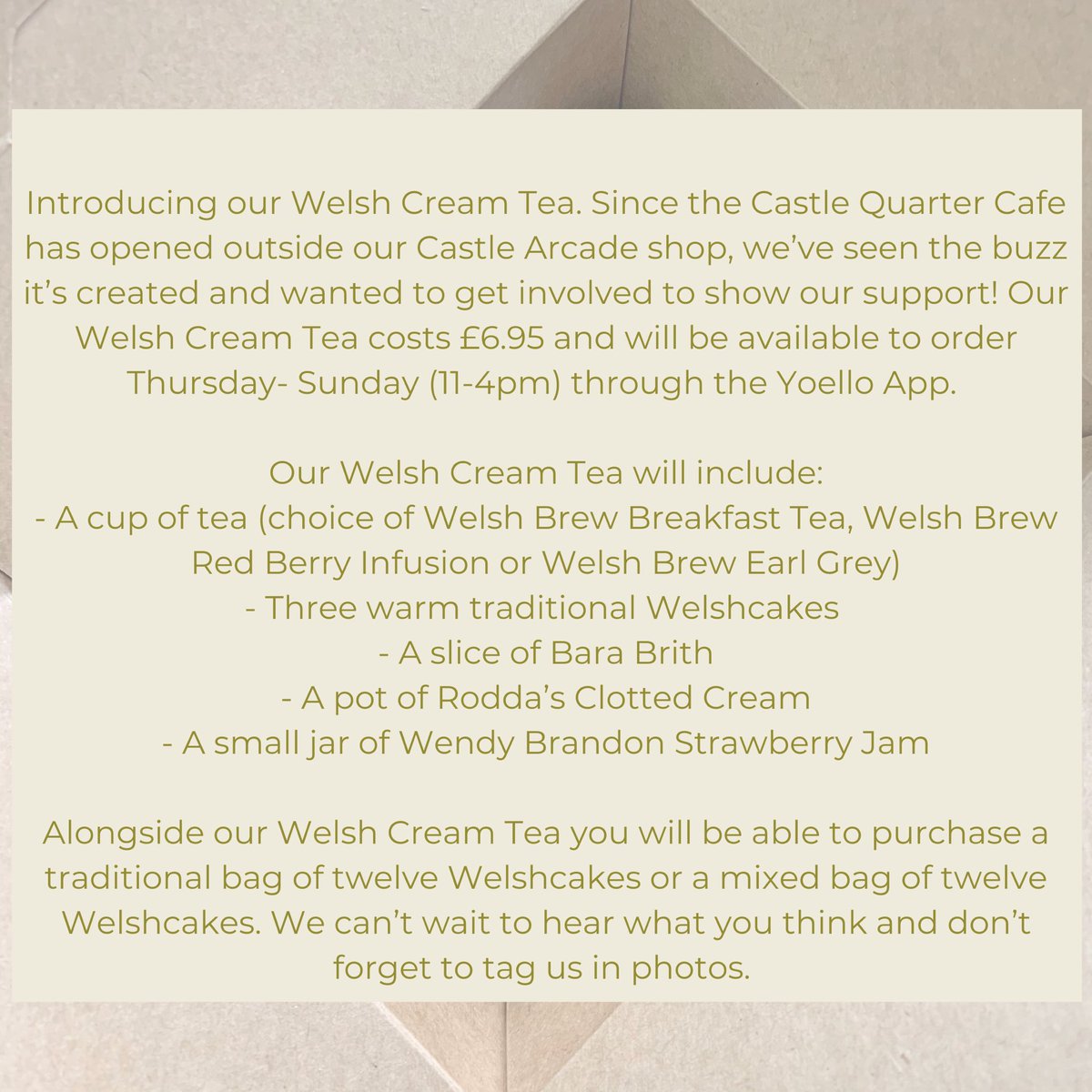 FabWelshcakes's tweet photo. Introducing our Welsh Cream Tea, only available from our Castle Arcade shop when eating in the Castle Quarter Cafe😋
#VisitCardiff #SameDiff #Yoello #CastleQuarterCafe https://t.co/aryLfkVKpK