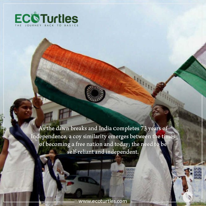 ecoturtleshub's tweet photo. The re-emerging trend of self-reliance is just another sign of a nation that continues to strive for greatness on it's own. Wishing you all a glorious Independence Day!  
#IndependenceDay2020 #Charkha #SustainableBrands https://t.co/qd4X728Bu4
