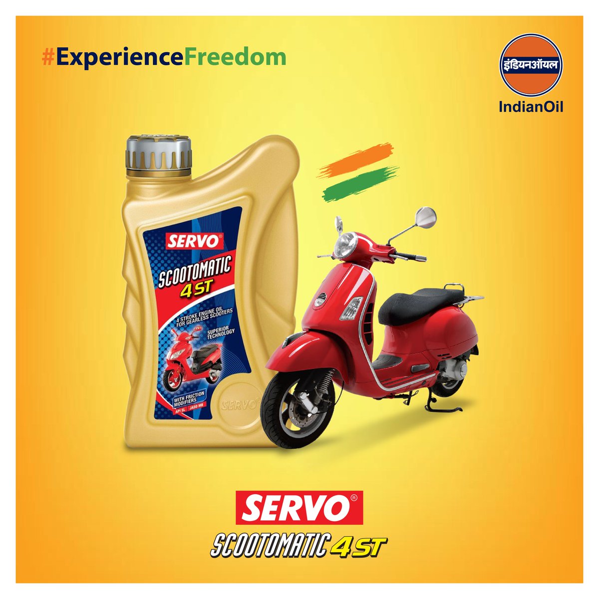 Keep your scooter fit and young, by using SERVO SCOOTOMATIC 4ST 
#ExperienceFreedom #IndependenceDayIndia2020 
@IndianOilcl @Honda @Maruti_Corp @tvsmotorcompany
