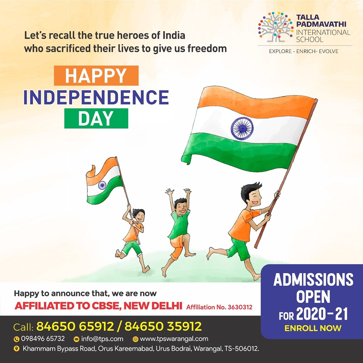 SchoolTalla's tweet photo. Let's recall the true heroes of India who sacrificed their lives to give us freedom.
#Tallapadmavathiinternationalschool wishes everyone #HappyIndependenceDay
.
.
.
#independenceday #independenceday2020 #freedom #freedomfighters 

@HiWarangal @HamaraWarangal https://t.co/zvVXfIqQYk