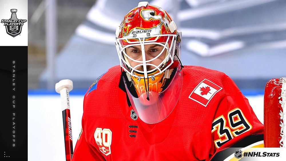 NHLPR's tweet photo. Cam Talbot (35 saves) became the third @NHLFlames goaltender to record multiple shutouts in a single postseason, joining Miikka Kiprusoff (5 in 2004) and Mike Vernon (3 in 1989). #NHLStats #StanleyCup https://t.co/dQyQBXP6d1