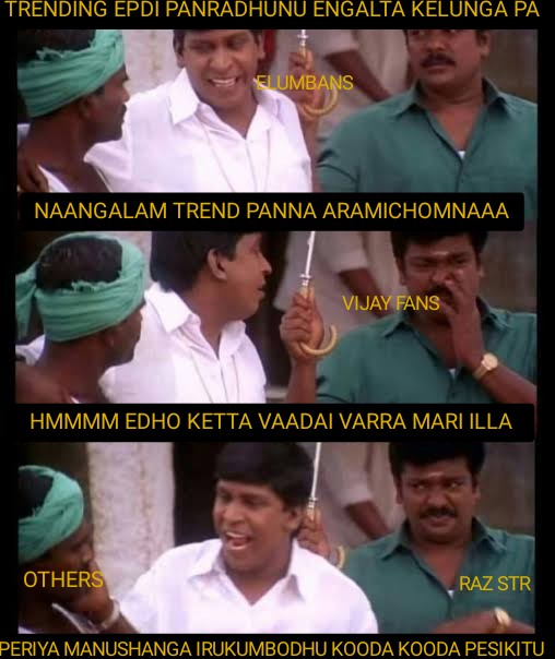 Str_Raz's tweet photo. Yesterday Celebration time la kurukka marukka odittu irundha elumbansku
Special Meme
#STR #simbu #5yearsofVAALUrampage
#5YearsOfVaalu #Dhanush #JagameThandhiram #Karnan https://t.co/u5jVg6qKwf