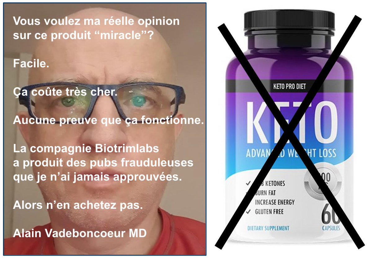 Vadeboncoeur_Al's tweet photo. Parait que @BioTrimLabs  voulait une campagne de pub avec moi pour son produit Keto advanced? Surprise, je viens de "trouver" ceci sur le WEB avec ma face de pas content. Je ne sais évidemment pas d'où ça vient, pas pan toute. Mais merci de RT largement pour les aider un peu. https://t.co/pB2deCyjAx