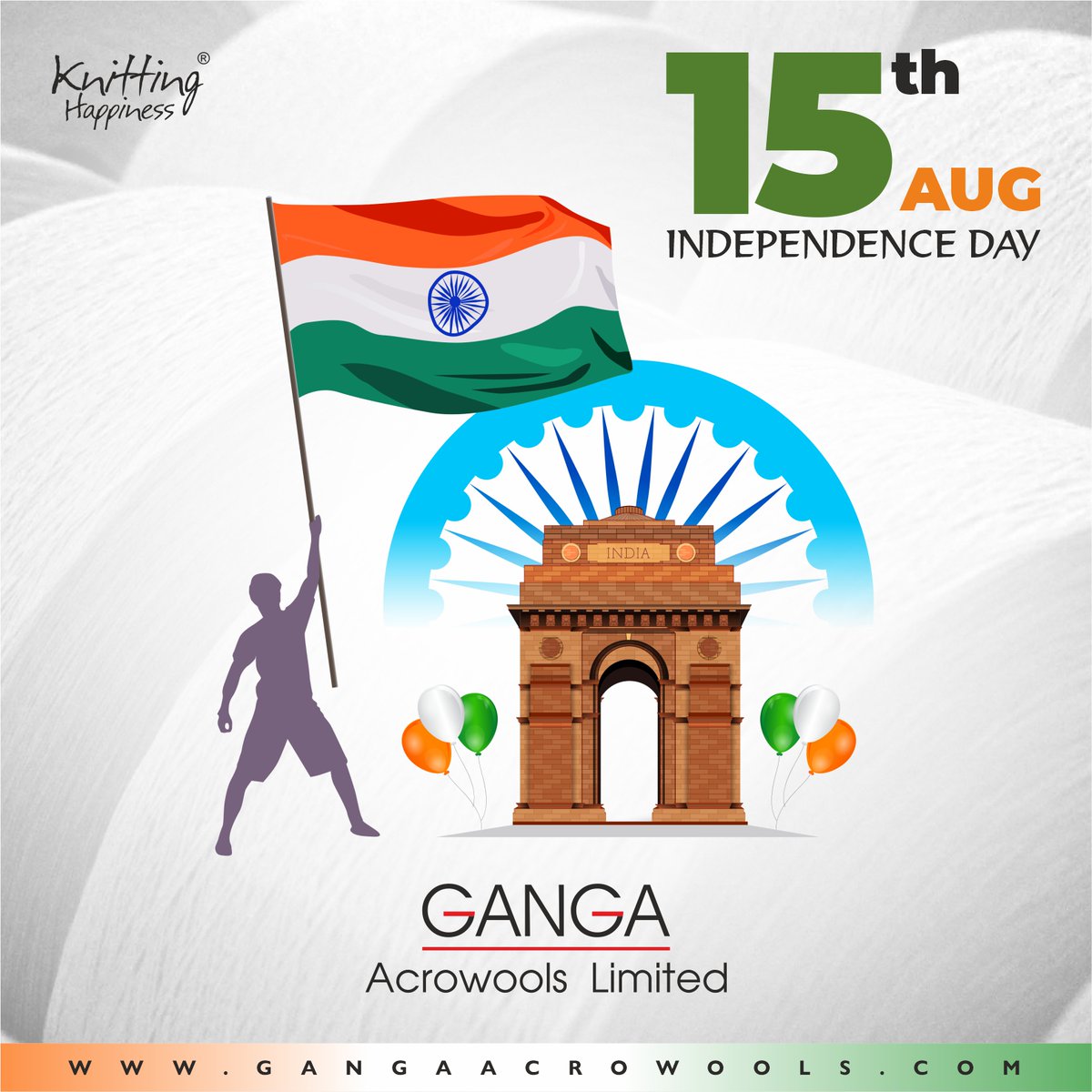 GangaAcrowools's tweet photo. Happy 74th Independence Day to all. Let's salute the freedom fighters who sacrificed their lives for the Independence of our nation &amp; those who are now fighting hard to save our lives from the pandemic.
#IndependenceDay #15August #Freedom @GangaAcrowools #KnittingYarn https://t.co/BspnyXAtBo