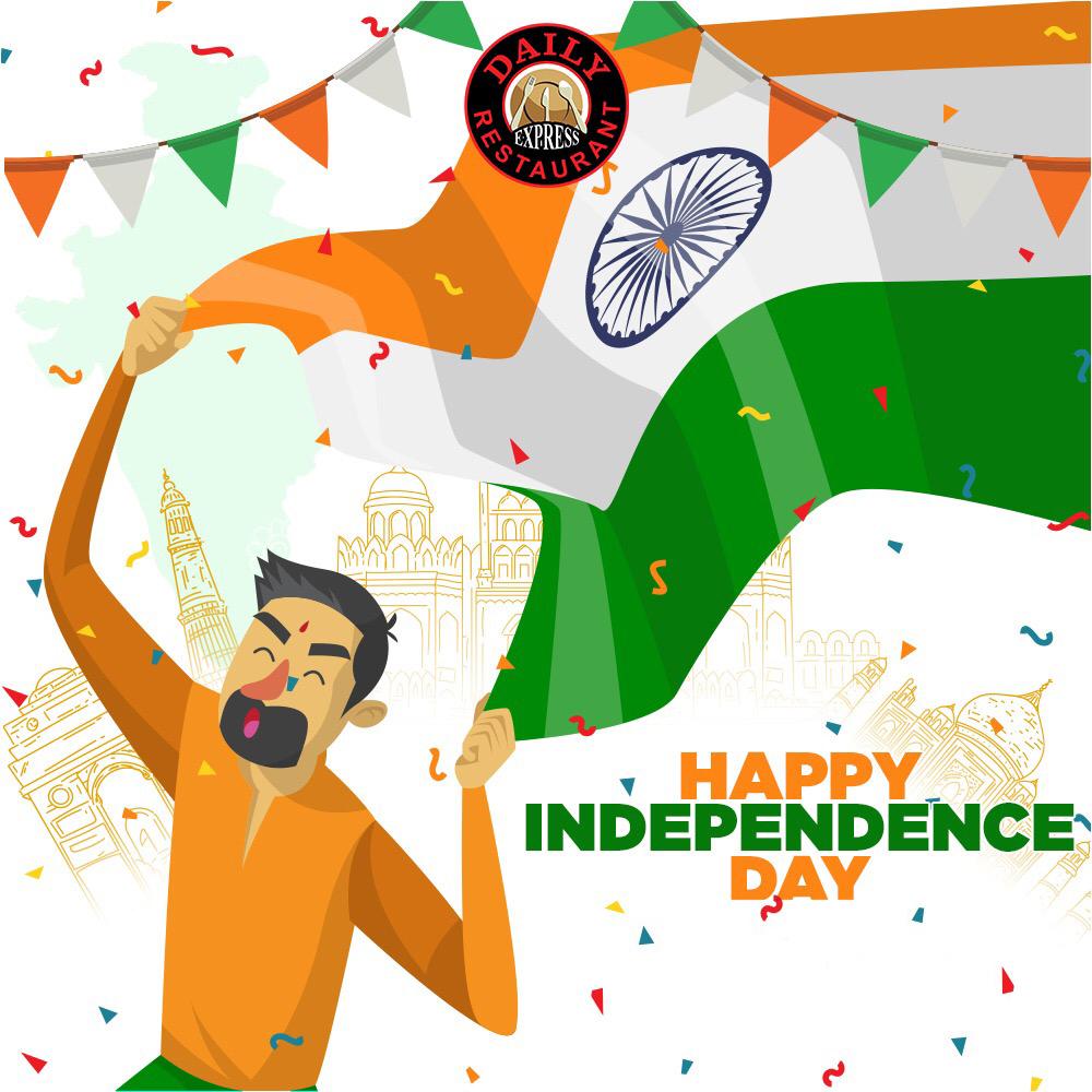 Dailyrestaurant's tweet photo. Happy 74th year of independence !
 We at Daily wishes every proud Indian a  Happy Independence Day !

#DailyExpressRestaurant #Delivey #Dinein #OrderNow #Desifood #IndependenceDay https://t.co/hou0OoEJNY