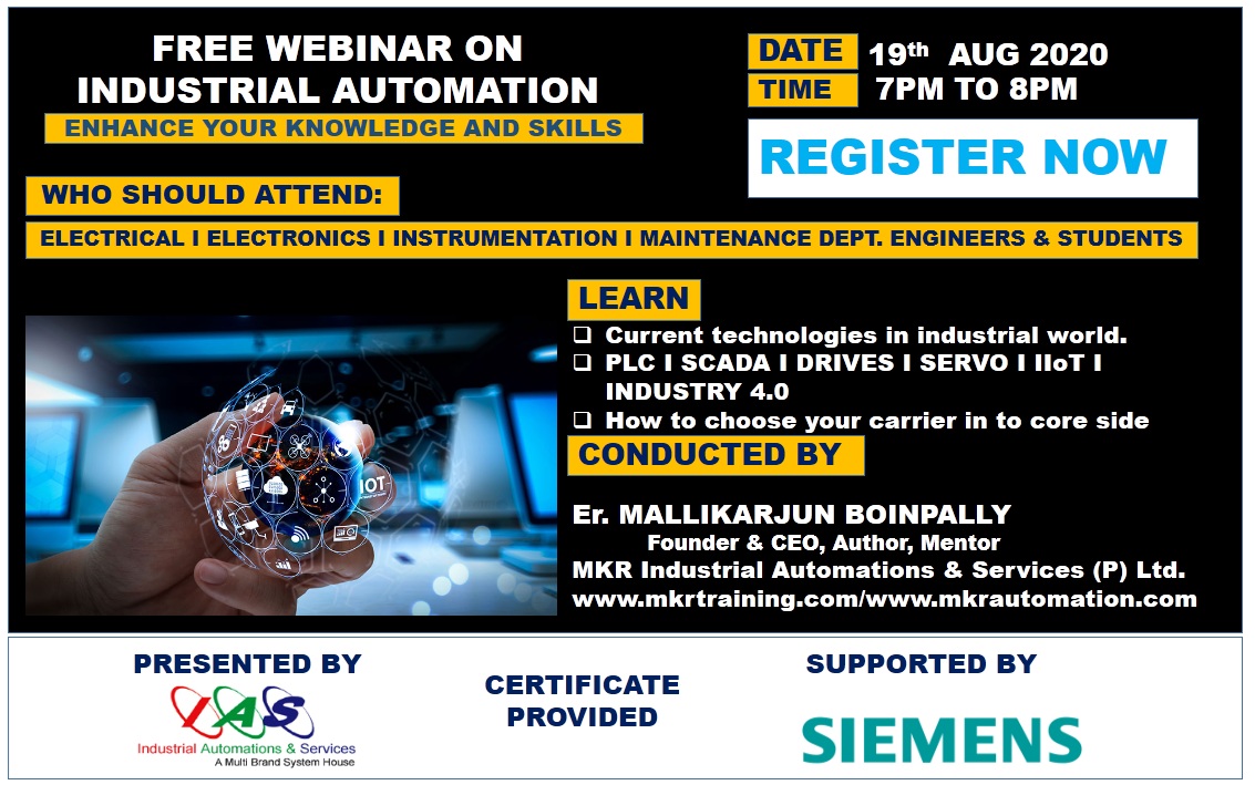 iastcindia's tweet photo. Free Webinar on Industrial Automation

REGISTRATION LINK
https://t.co/R4BzST67DE
DATE : 19/08/2020
TIME : 7PM to PM IST

#PLC #SCADA #HMI #plc #hmi #vfd #robotics #iiot #industry4th #freewebinar #webinar #eee #ece #instrumentation #MECHATRONICS #engineer #electronics #electrical https://t.co/5kGUDZNqKf