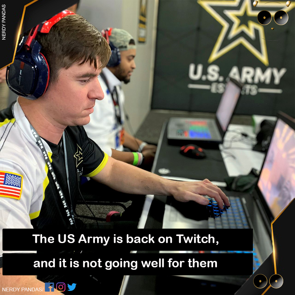 PandasNerdy's tweet photo. The Twitch chat is once again being flooded with comments about war crimes, and this time it seems that no effort is being made to stop them.
#USArmy #twitchstreamer #Chat #unmoderated #gamingnews https://t.co/ogxkU8AQl0