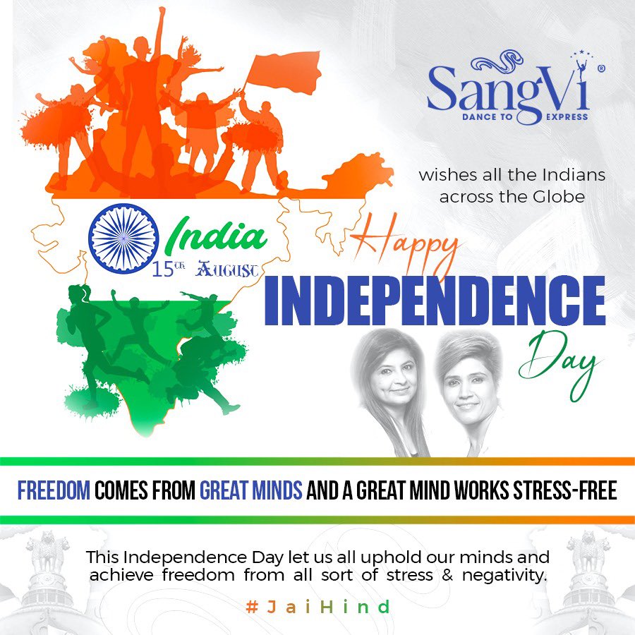 DanceSangvi's tweet photo. SangVi wishes one and all a very happy INDEPENDENCE day with a new outlook to make our Country a happier place to be in
🌏🇮🇳

THROWBACK to the Independence day celebration 😊TAP NOW😊
https://t.co/WPzx6ikqs3

#sangvi #stayhomestayfit https://t.co/f7wib4PZ70