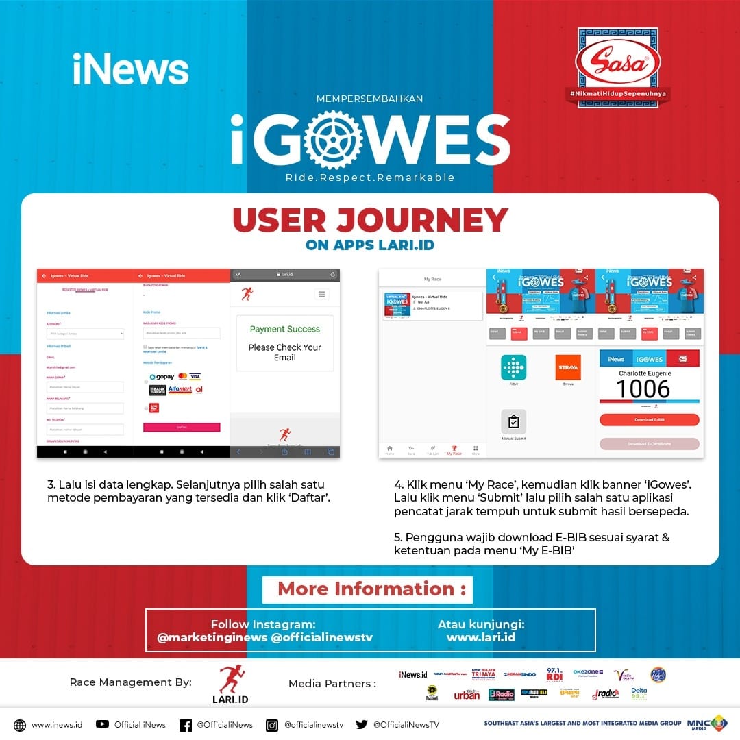SeputariNews's tweet photo. Menyambut “HUT KEMERDEKAAN RI” ke-75, iNews mengajak pecinta sepeda untuk mengikuti event iGowes Virtual Ride, multiple ride 75K. #nikmatihidupsepenuhnya
Info lebih lanjut kunjungi https://t.co/UbHUd4fN6q
@sasa_melezatkan
#igowesxsasa #igowes2020 #igowes75k #lariid #inews https://t.co/rkJuTlCU3G