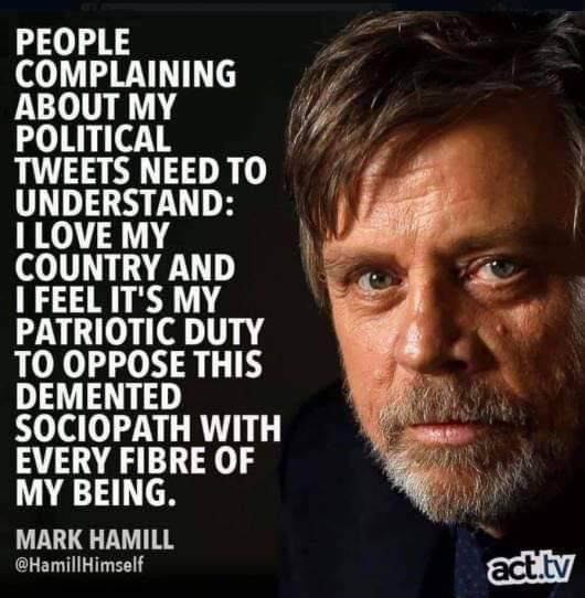 BDaveWalters's tweet photo. You ever notice how the people who 'don't want to hear about political stuff' are the ones who aren't affected by systemic injustice? Weird. 

@HamillHimself is the hero we need. https://t.co/vEBhiT5Iw1
