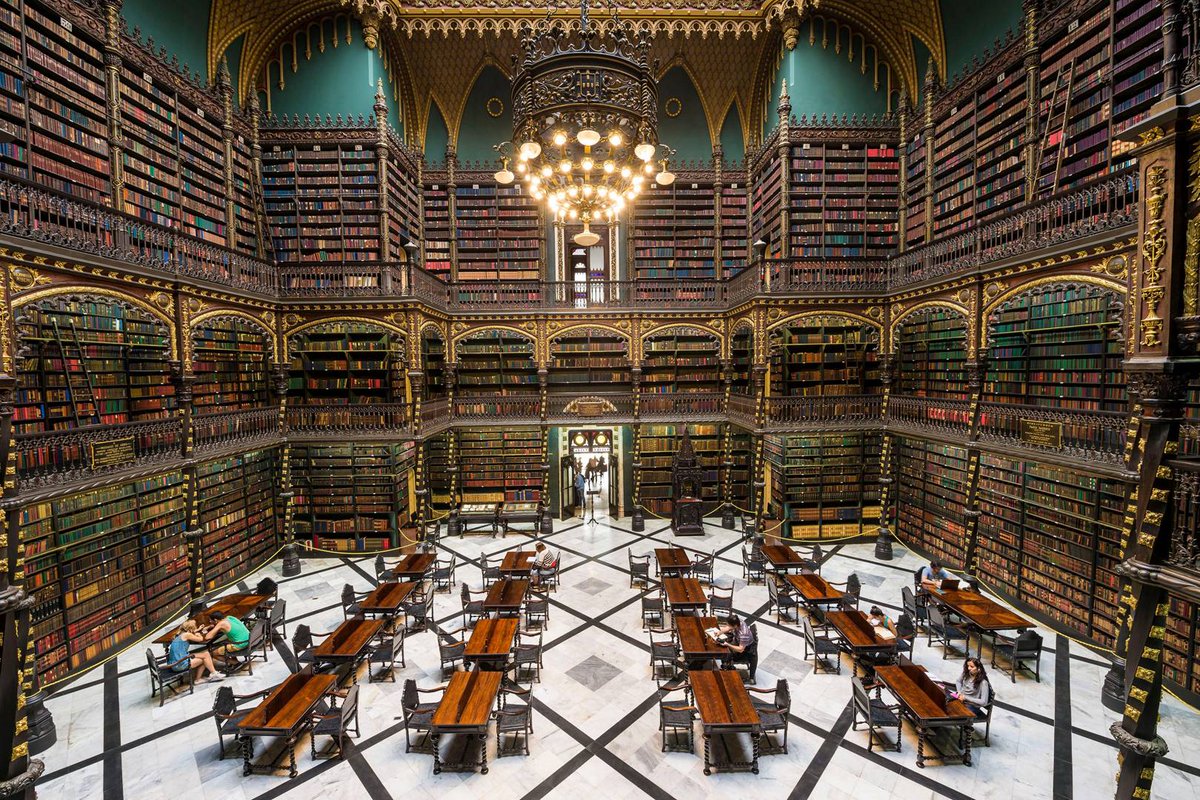 Thread of the most beautiful Libraries of the World1. The Royal Portuguese Cabinet of Reading , Rio De Janeiro. Credit: Alamy