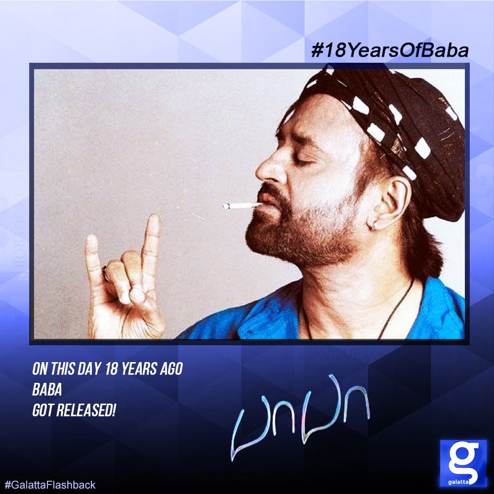 galattadotcom's tweet photo. On this day 18 years ago #Baba got released
#18YearsofBABA #18YearsOfEpicBABA #Rajinikanth #Superstar #45YearsOfRAJINISM #GalattaFlashback
@rajinikanth @arrahman @mkoirala https://t.co/3G8J08Hsyl