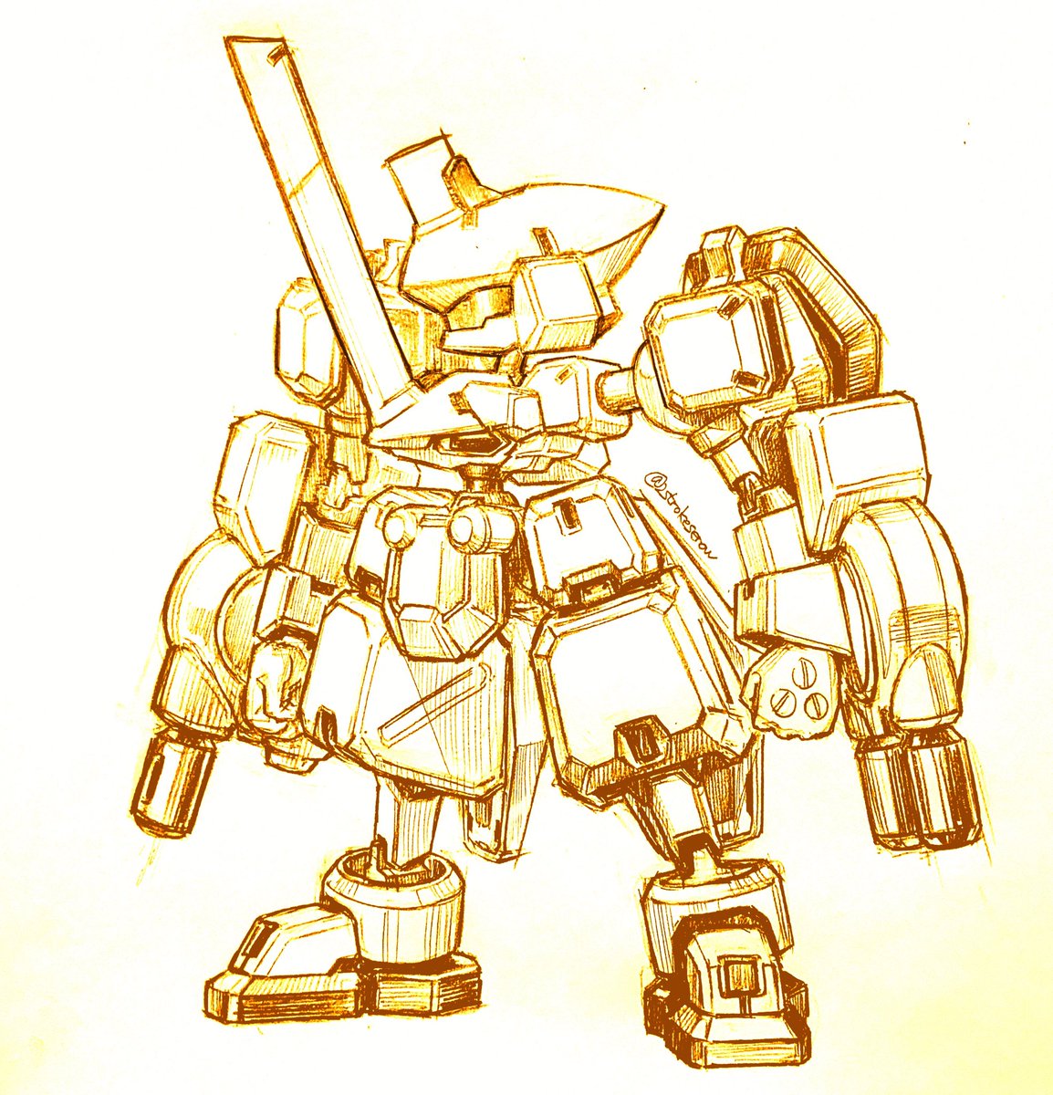 mecha robot no humans solo monochrome standing clenched hands  illustration images