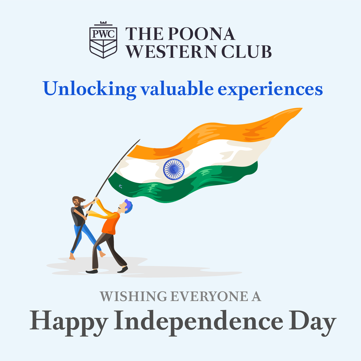 thepwcclub's tweet photo. The Poona Western Club wishes everyone a Happy Independence Day!

#thepwcclub #Pune #ThePWC #HappyIndependenceDay #jaihind #indian #freedom #15August https://t.co/sRyCracXyL