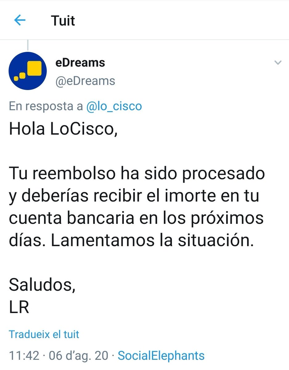 lo_cisco's tweet photo. @eDreams_ODIGEO @eDreams me lo pueden explicar? 6 agosto en breve se ara el reembolso y 11 agosto a la espera de aprobación por la compañia, 5 meses ya esperando! @govern @sanchezcastejon @consumogob @consumcat @agarzon @DebatAlRojoVivo @_anapastor_ @324cat @sextaNoticias https://t.co/2FMo5cOrVw