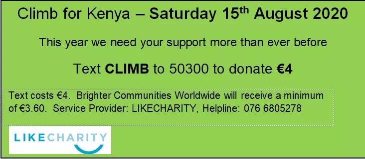 mtballantyne's tweet photo. #ClimbforKenya today in the Galtees, Mayo and Kenya and not to late to do your own #MountainChallenge2020 wherever you are in the world. Climb the stairs... climb a tree ... take part and donate. Every donation makes a difference. https://t.co/89aBCBjHYR https://t.co/y8glHpH6GH