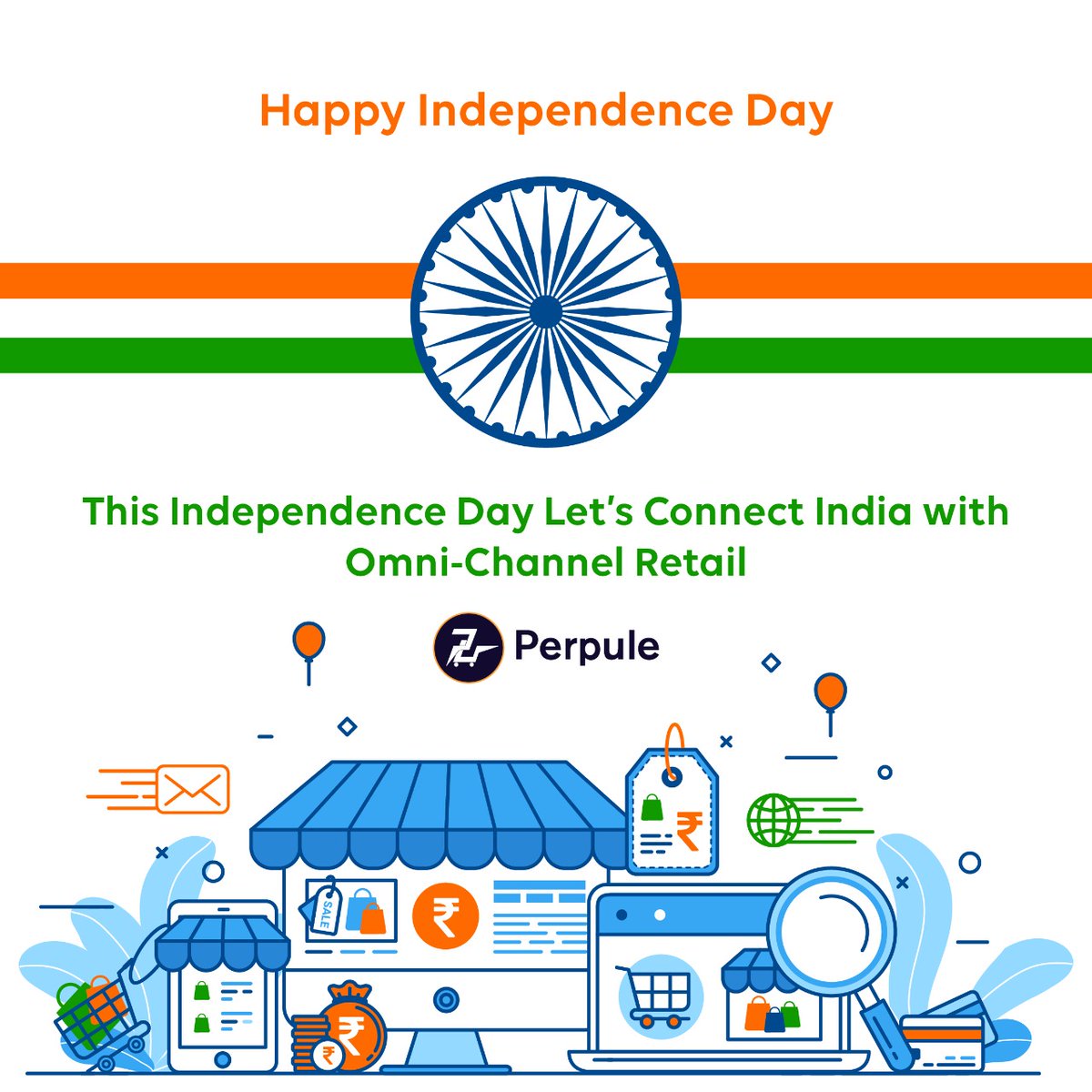 PerpuleIndia's tweet photo. Our Promise to give customers the independence to choose whatever they like from wherever they like.

Happy 74th Independence Day!

#independenceday #15thaugust #india #day #omnichannel #omnichannelretail #retail #perpule #startup https://t.co/0vCTZqWTnV