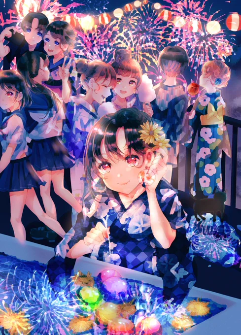 #pixiv高校生イラコン2020 
水鏡に咲く花 