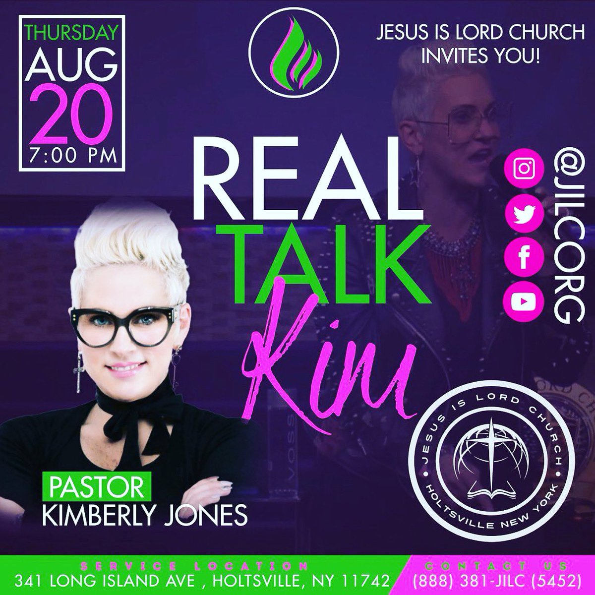 Olgalina's tweet photo. GUESS WHOS COMING BACK?!
@RealTalkKim is- that’s who! My good friend RTK will be with us @JILCORG #thursday #midweek •DONT YOU MISS IT! Invite EVERYBODY!!!#realtalk #church #LongIsland #NewYork https://t.co/D4Xn6SkCTi