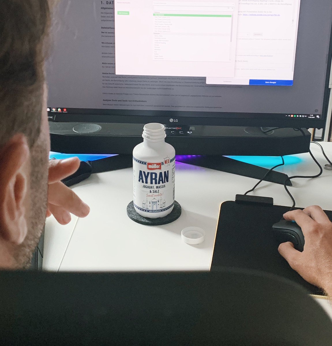 zuckerblond's tweet photo. [Werbung] Geschmacklich ist der neue Müller Ayran leider nicht so meins, deswegen trinkt es nun mein Mann. 😋 #ayran #muellerayran #ayranverbindet #molkereimueller #zusammenschmecktsbesser #bylmeetsmueller https://t.co/fotTvgZc5Y