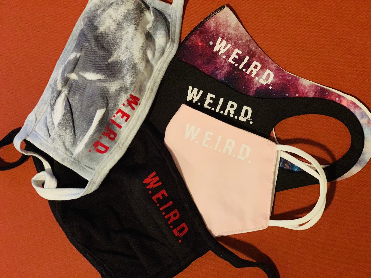 therealerik4's tweet photo. NEW MASK ARE IN...for a personal touch hit me personally if not order online https://t.co/7OPrKBJMWJ stay safe
.
W.E.I.R.D. Clothing Company 
The small brand that fights back 
•
W.E.I.R.D. Stands for 
Wonderful, Entertaining, Interesting, Rich, Dork

#fashion #style #stayhome https://t.co/M6esRuTGiE