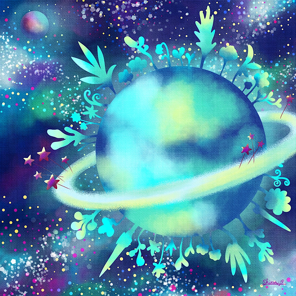 shironijihalo's tweet photo. 結局こんな感じにまとまりました。
いや、あんまりまとまってないかも…？
惑星の輪っかに刺さってるのは
アイスピック🧊🍨です🤭

#宇宙 
#コスモ 
#イラスト 
#アート
#絵が好きな人と繋がりたい https://t.co/C3JmIBBNzb