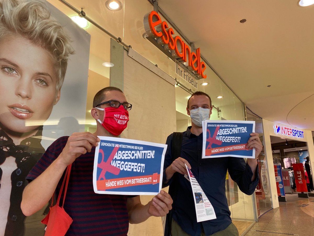 netzwerk_hh's tweet photo. Vor 5 Filialen in Hamburg haben wir die Kolleg*innen und Passant*innen informiert, Unterschriften gesammelt und deutlich gemacht: So nicht, #Klier Hair Group! Schluss mit der Schikane gegen die Vertreterinnen der Belegschaft! Stop Union Busting! #Solidarität @verdihamburg https://t.co/jVVTox7j3D